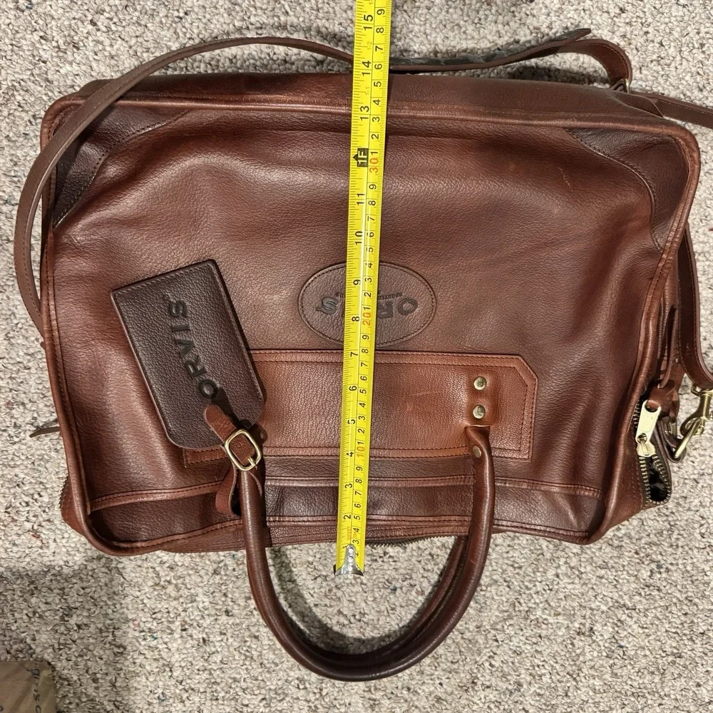 Vtg 2006 Orvis Leather Briefcase with Tag Brown Messenger Bag Computer Traveler